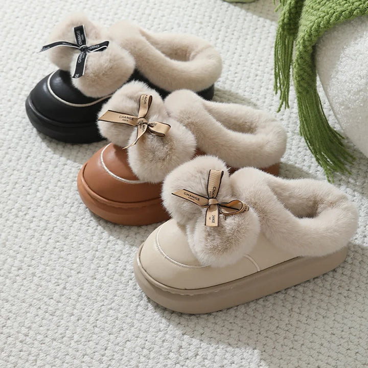 Aurora Bow Plush Slippers