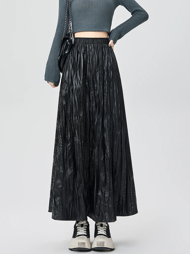 Amelia Crinkle Leather Maxi Skirt
