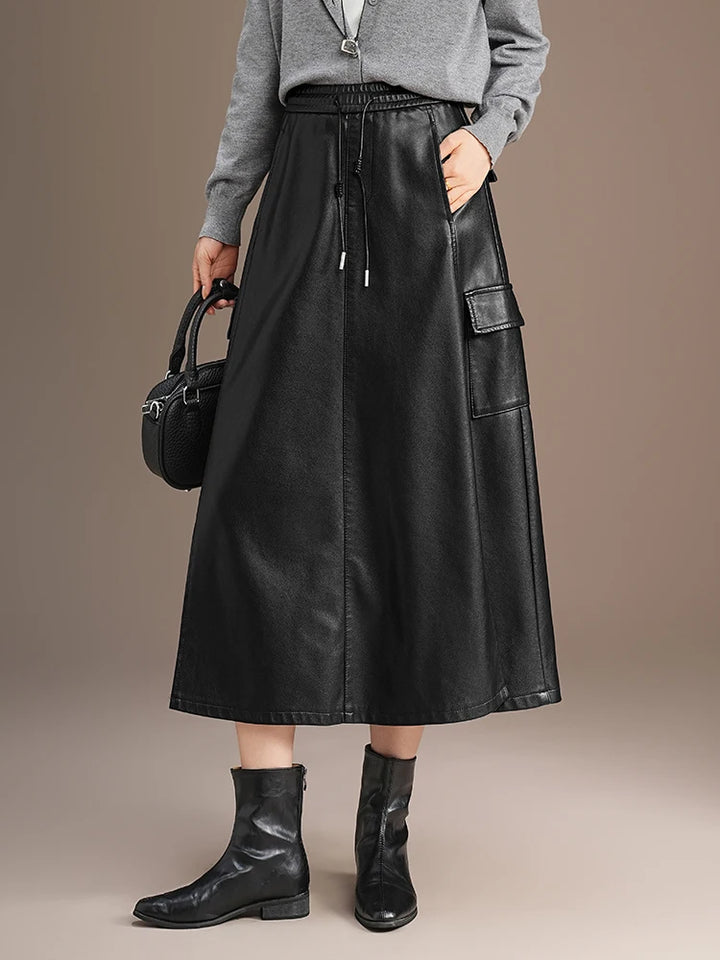 Celine Leather Drawstring Skirt