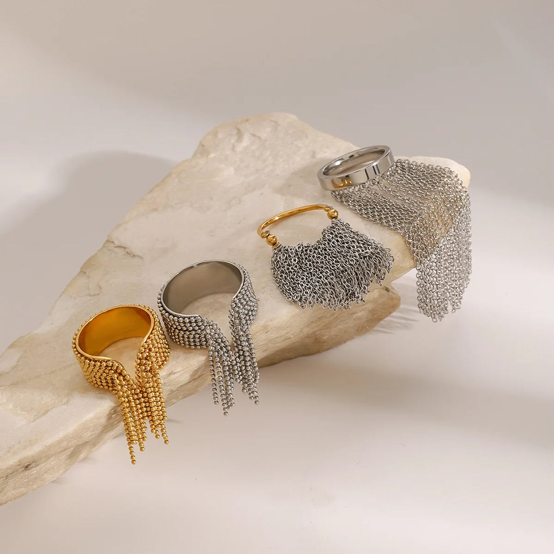 Modena Fringe Cascade Rings