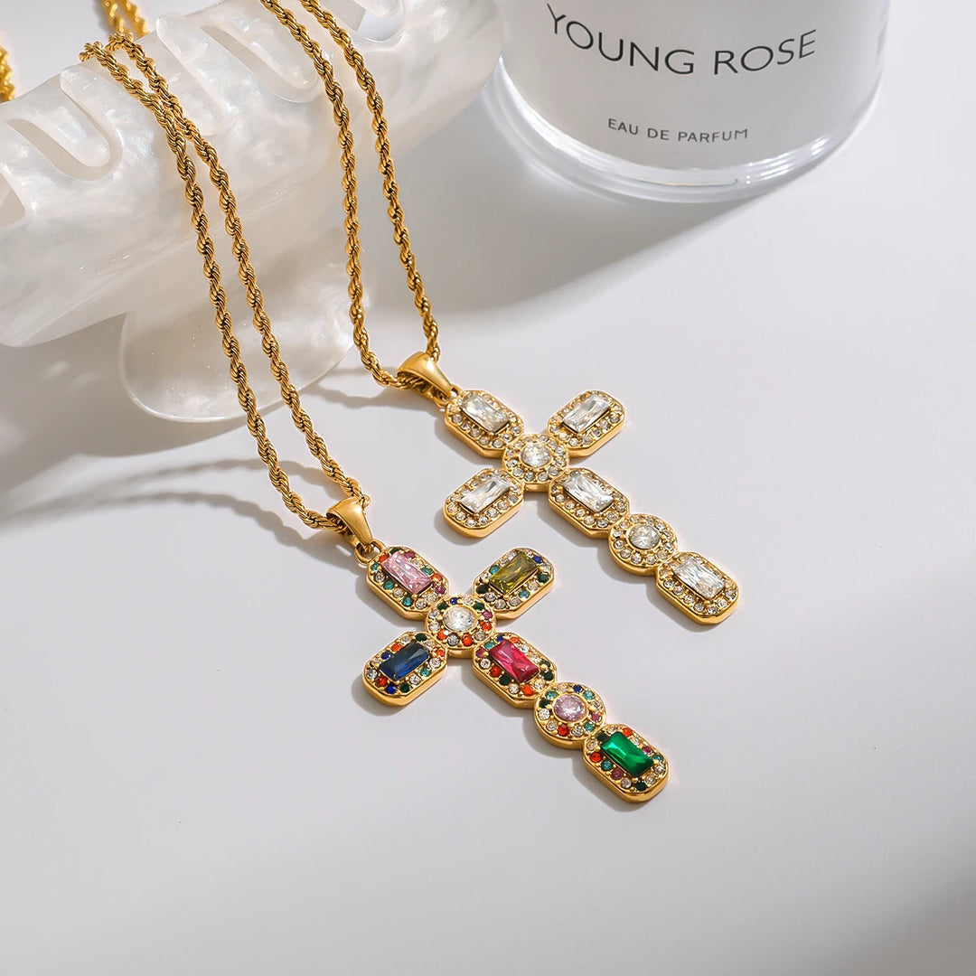 Celestia Gemstone Cross Necklace