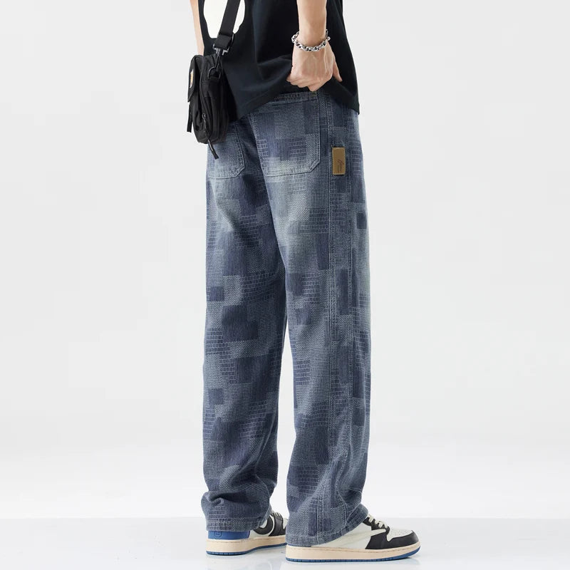 Marlon Denim Grid Fade Joggers