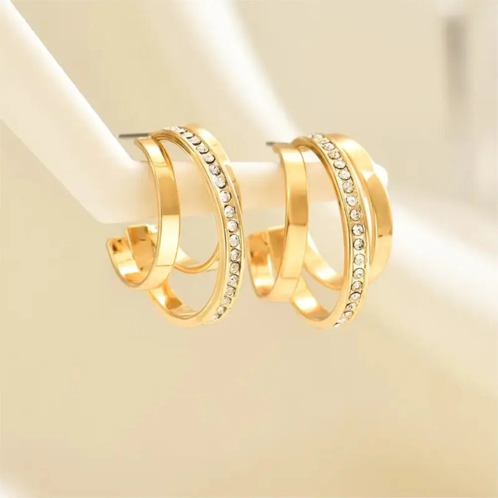 Luna Pavé Double Hoops