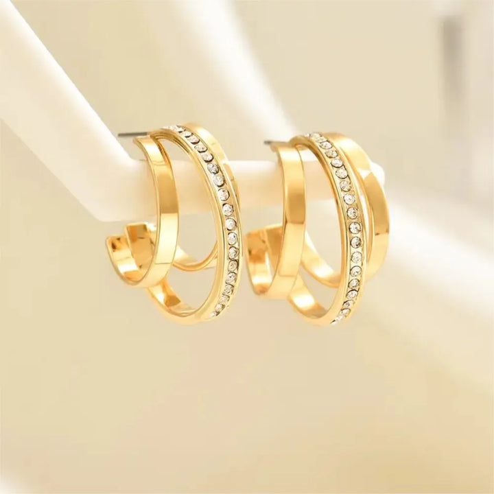 Luna Pavé Double Hoops