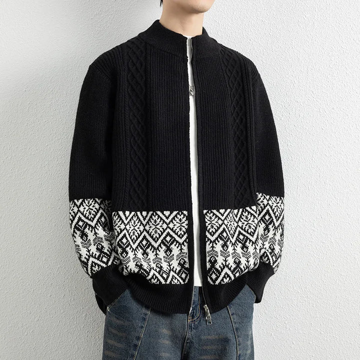 Antoine Jacquard Zip-Up Cardigan