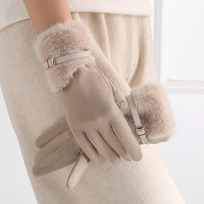 Aurora Fur-Trim Gloves