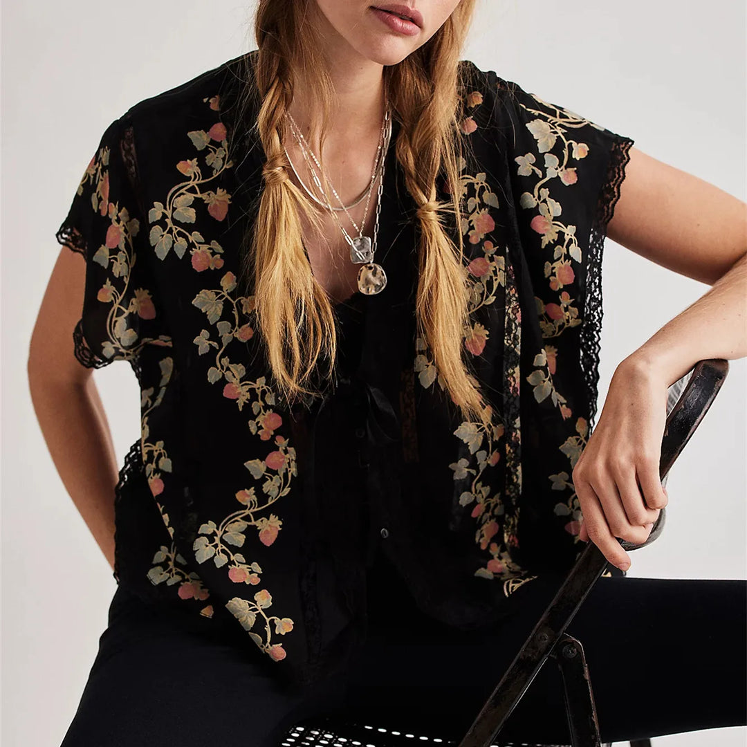 Isla Floral Lace Trim Blouse
