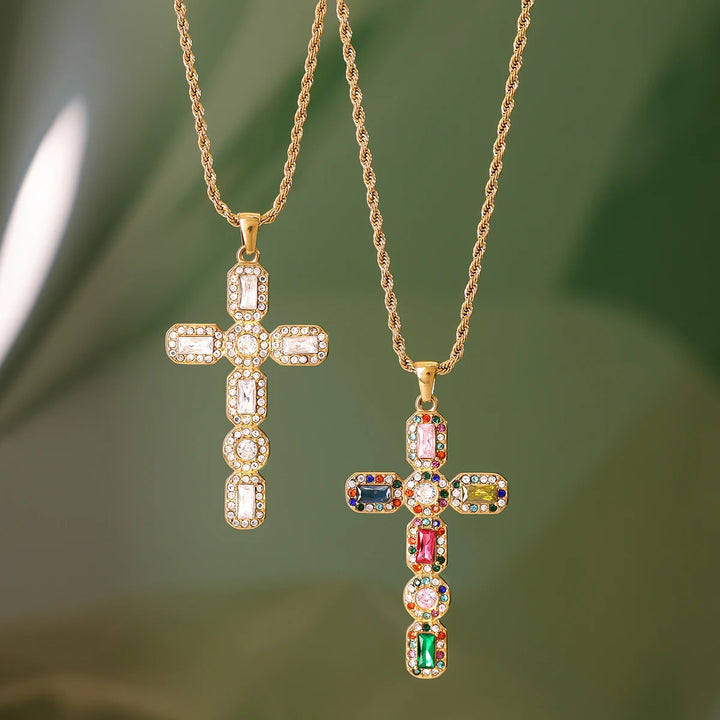 Celestia Gemstone Cross Necklace