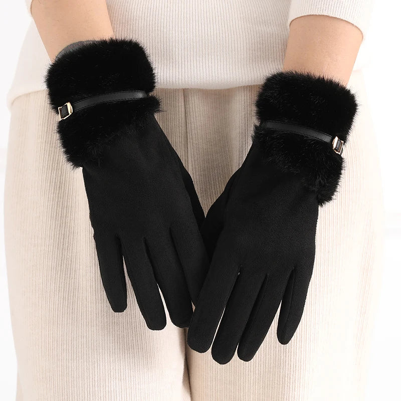 Aurora Fur-Trim Gloves