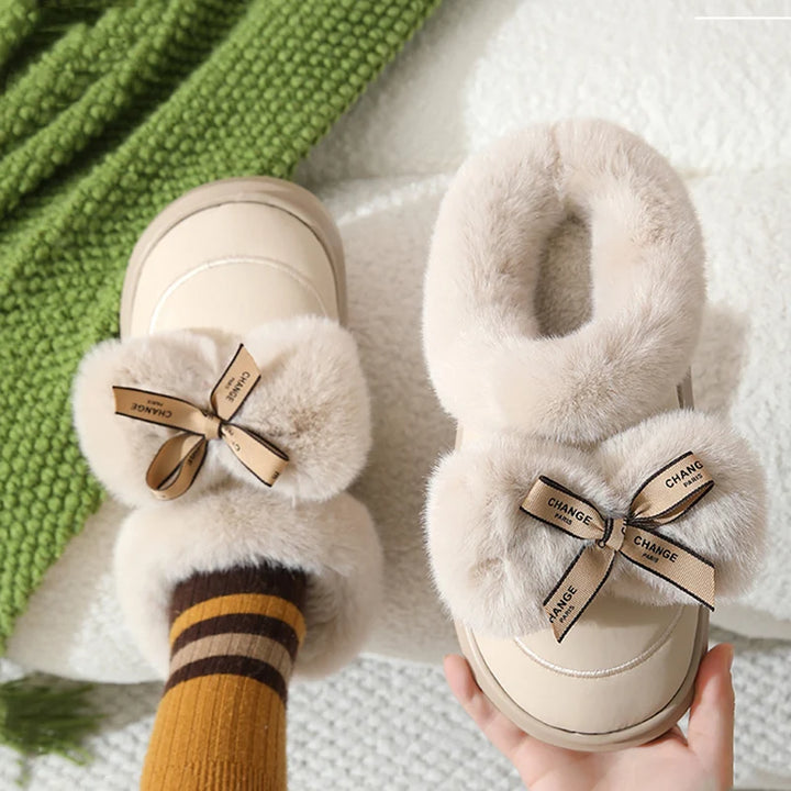 Aurora Bow Plush Slippers