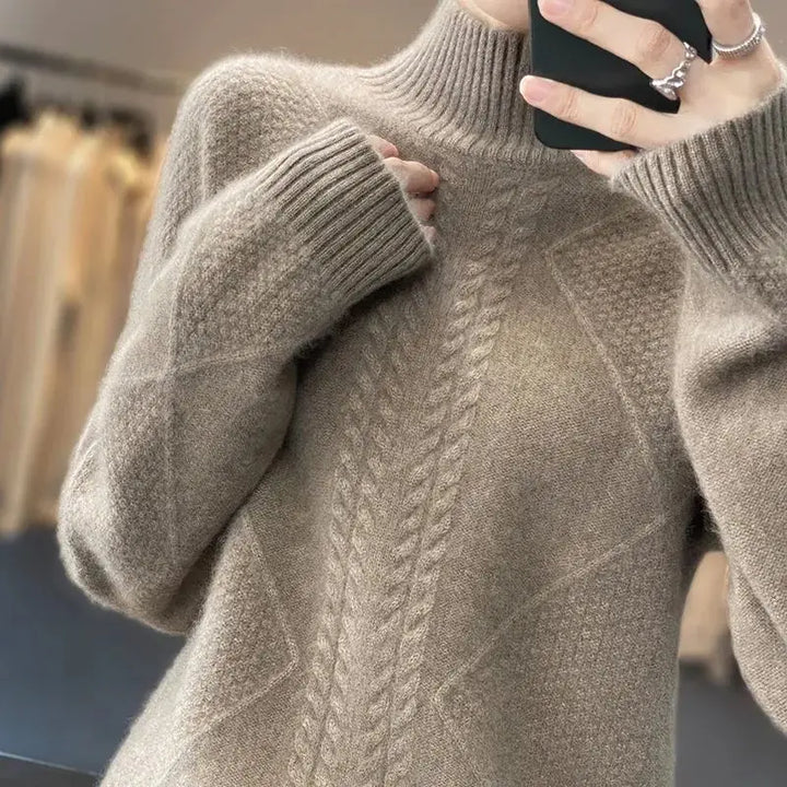 Arlena Cable-Knit Mock-Neck Sweater