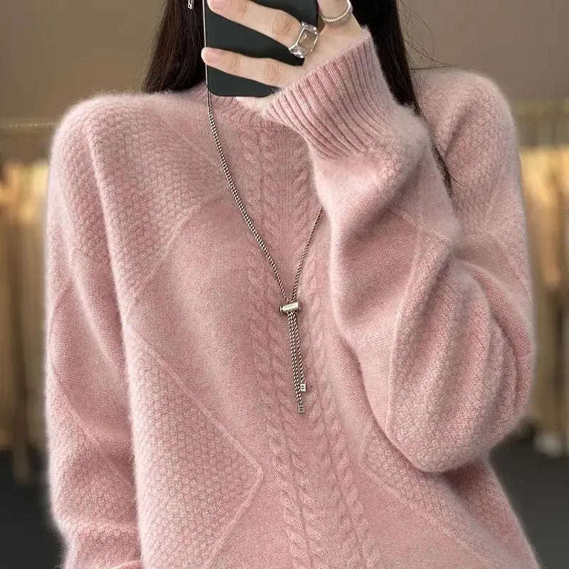 Arlena Cable-Knit Mock-Neck Sweater