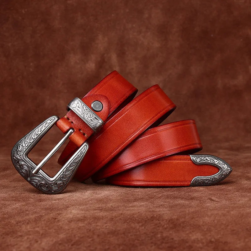 Savannah Engraved Genuine Leather Belt