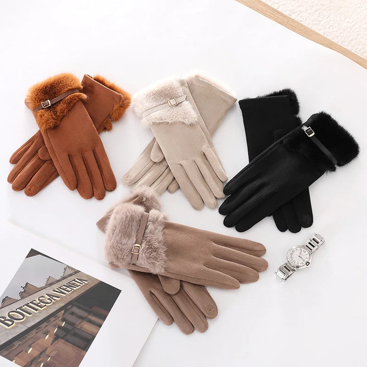 Aurora Fur-Trim Gloves