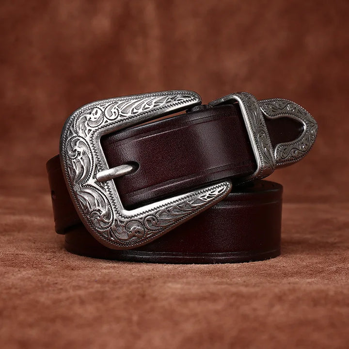 Savannah Engraved Genuine Leather Belt