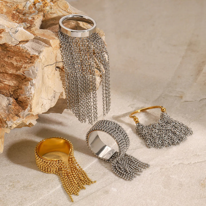 Modena Fringe Cascade Rings