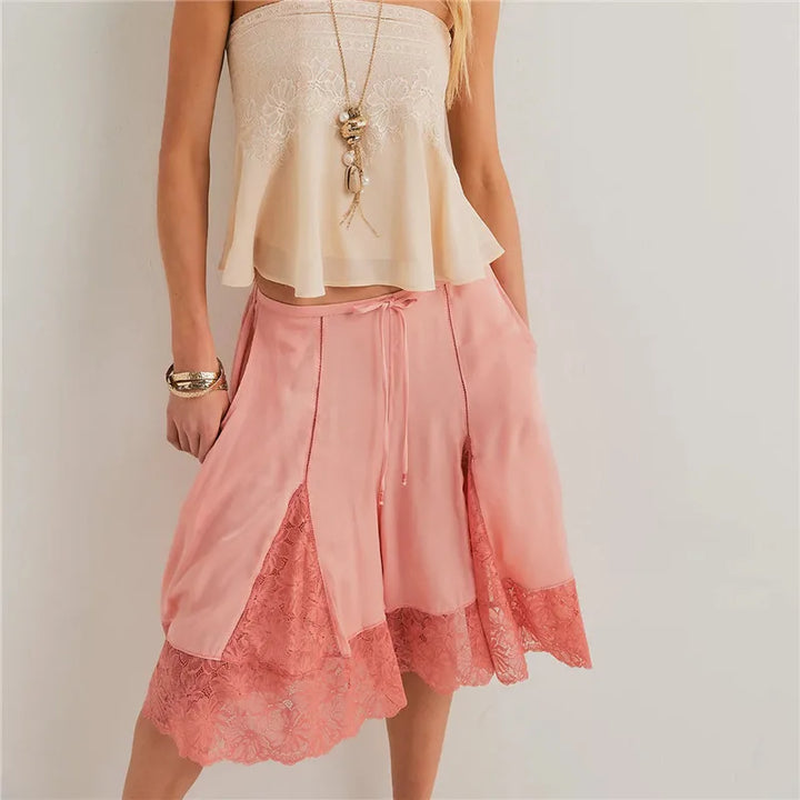 Elara Lace Panel Boho Shorts