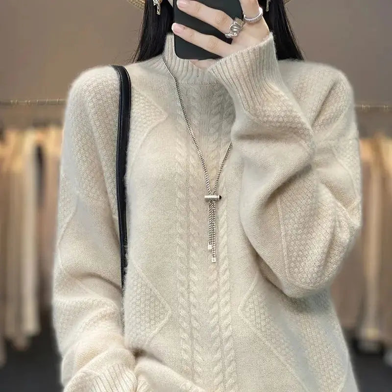 Arlena Cable-Knit Mock-Neck Sweater