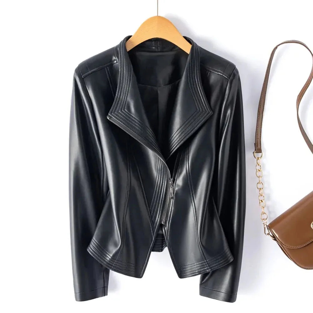 Elara Asymmetric Leather Jacket