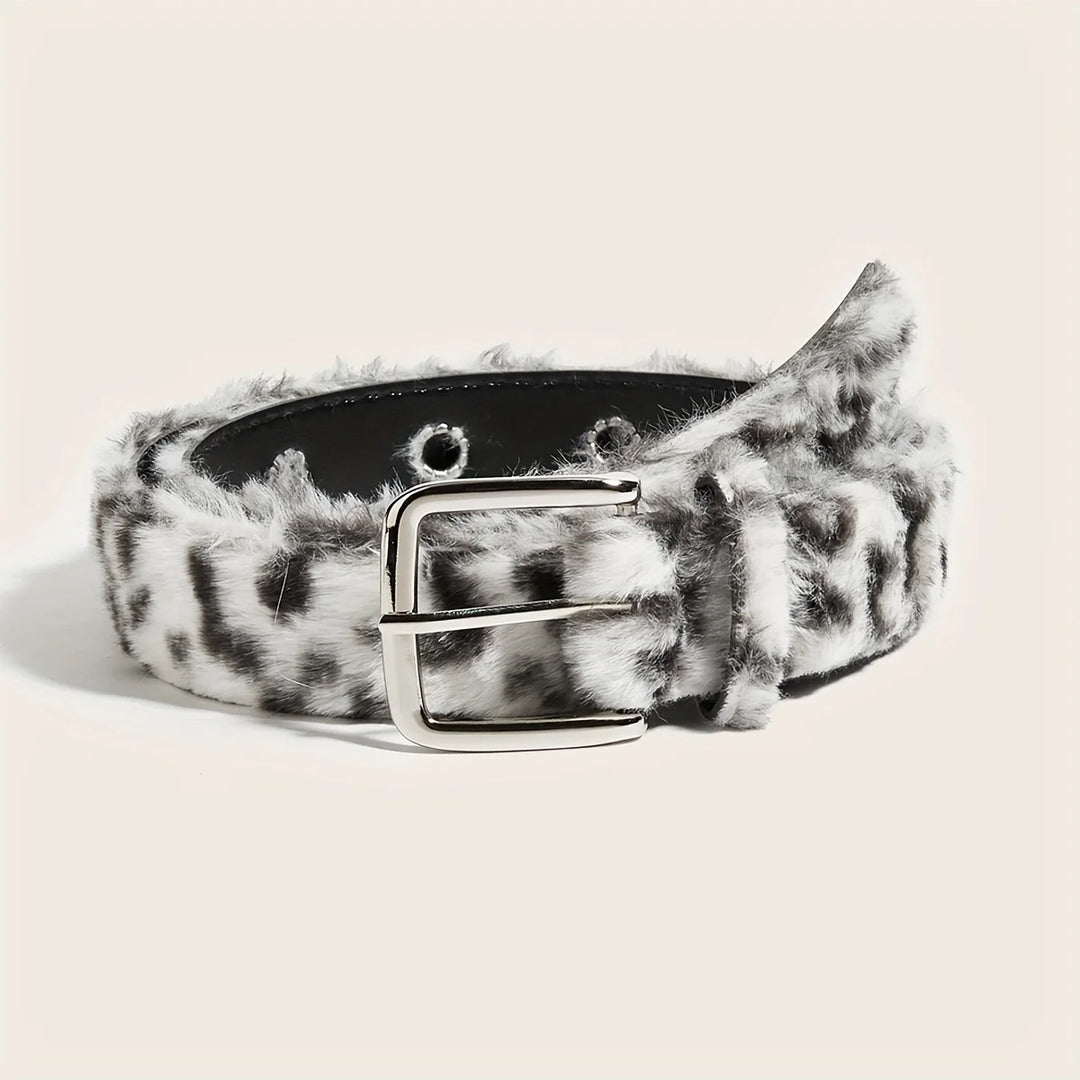 Velour Plush Leopard Belt