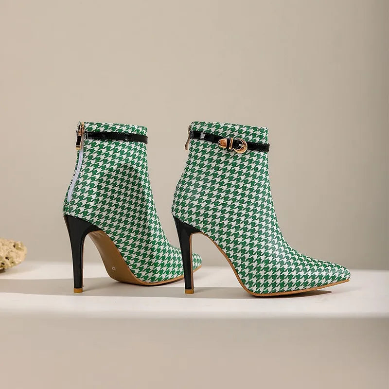 Vienna Houndstooth Ankle Boots