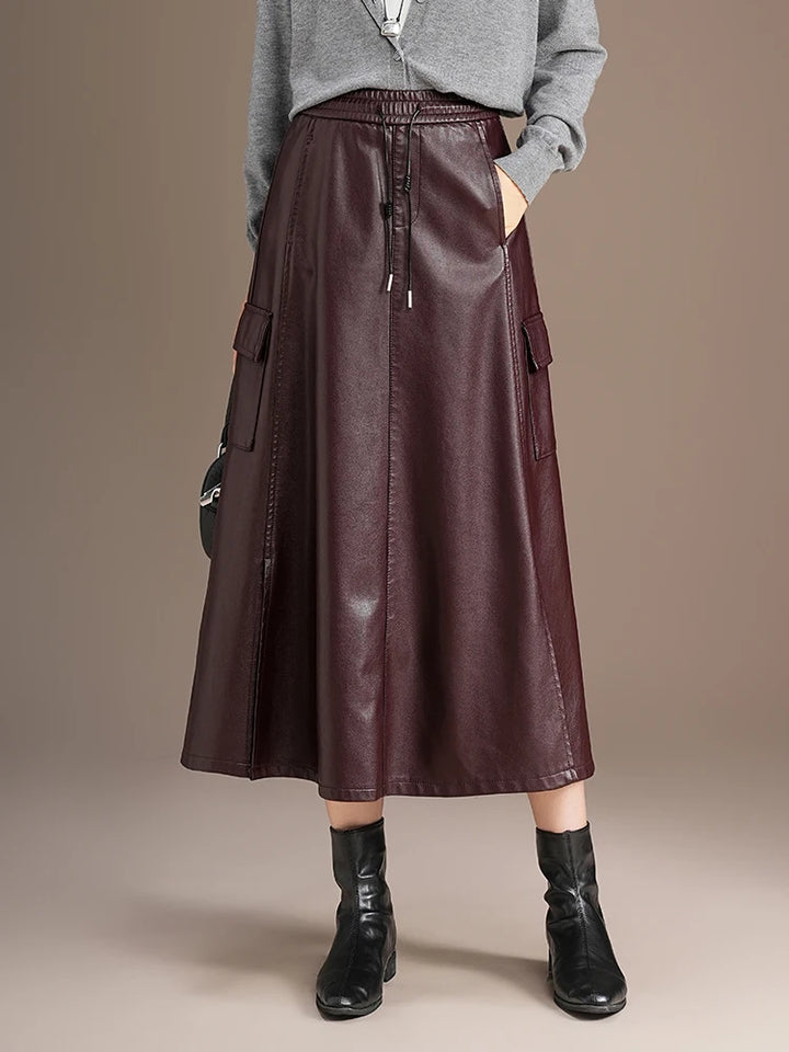 Celine Leather Drawstring Skirt