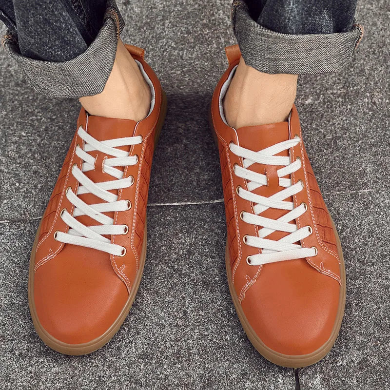 Weston Embossed Genuine Leather Sneakers