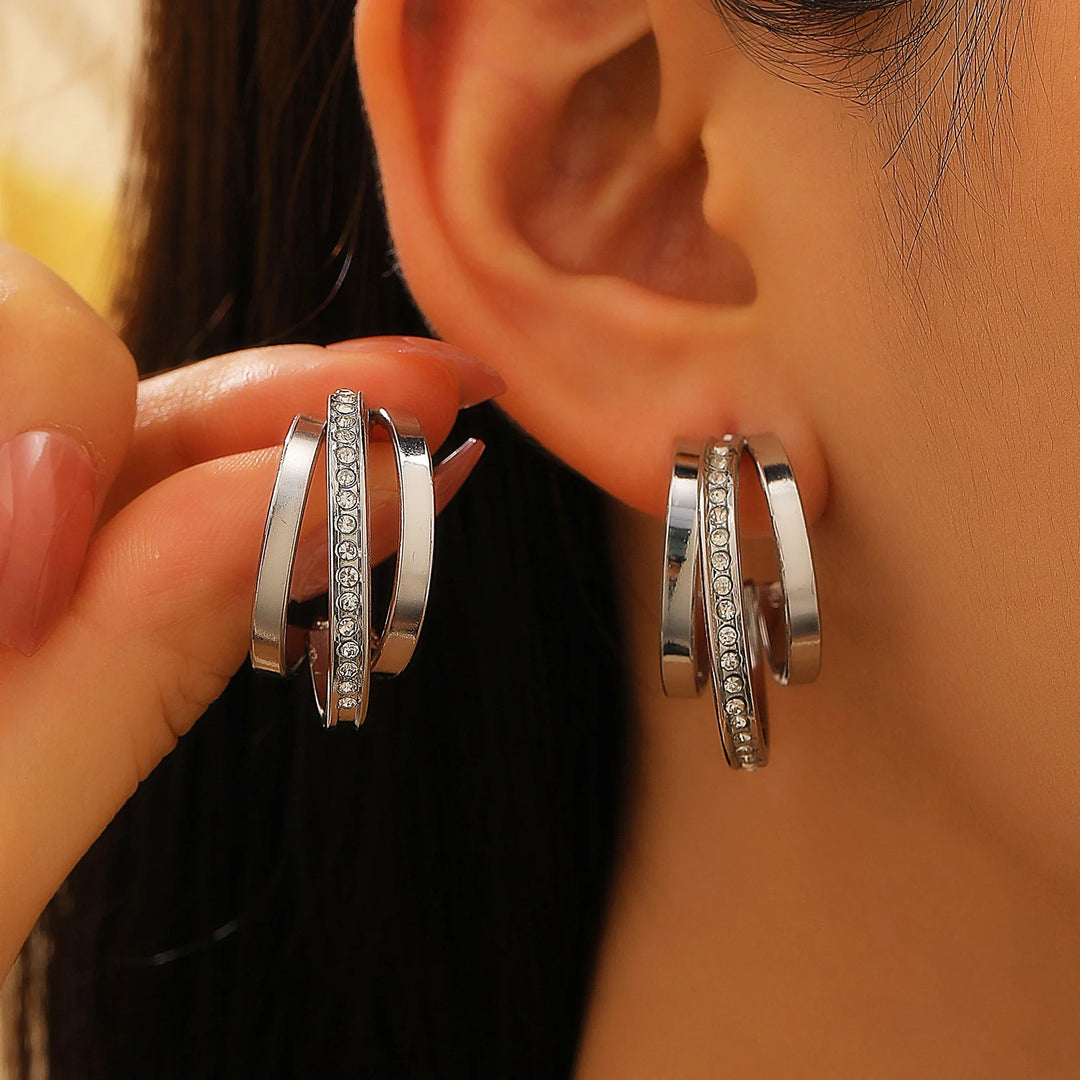 Luna Pavé Double Hoops