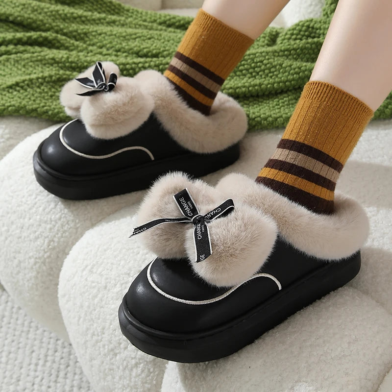 Aurora Bow Plush Slippers