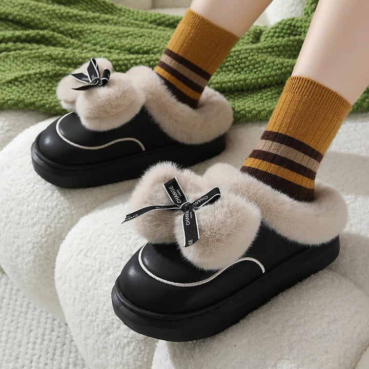 Aurora Bow Plush Slippers