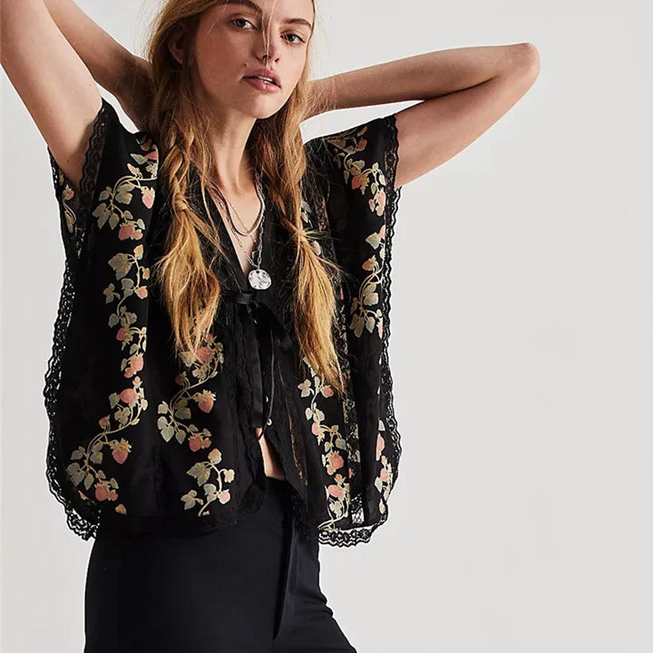 Isla Floral Lace Trim Blouse