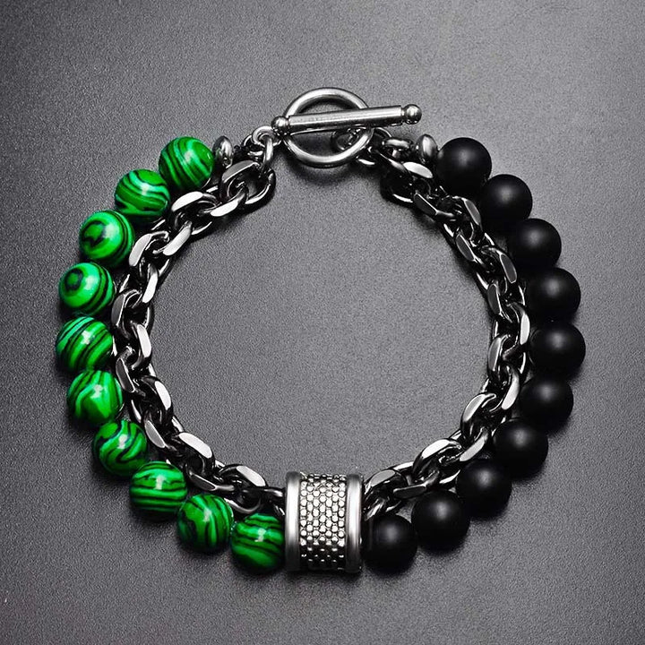 Obsidian Bead & Chain Bracelet