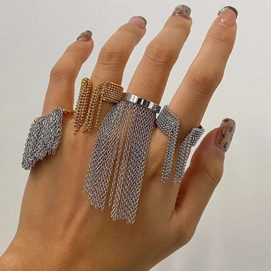 Modena Fringe Cascade Rings