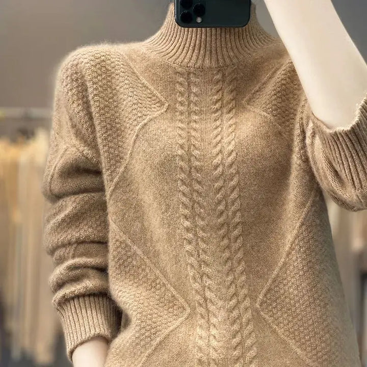 Arlena Cable-Knit Mock-Neck Sweater