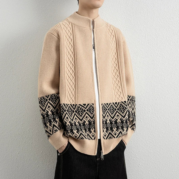Antoine Jacquard Zip-Up Cardigan