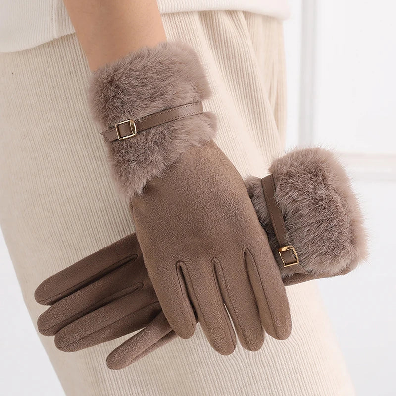 Aurora Fur-Trim Gloves