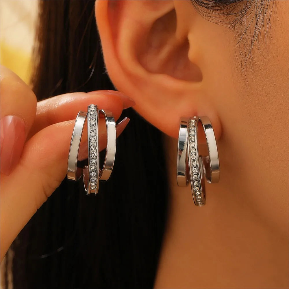 Luna Pavé Double Hoops