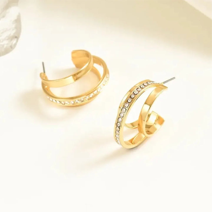 Luna Pavé Double Hoops