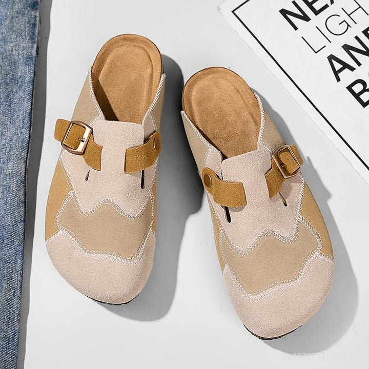 Maribel Patchwork Suede Clogs