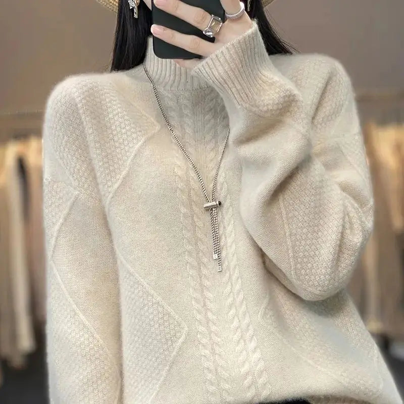 Arlena Cable-Knit Mock-Neck Sweater