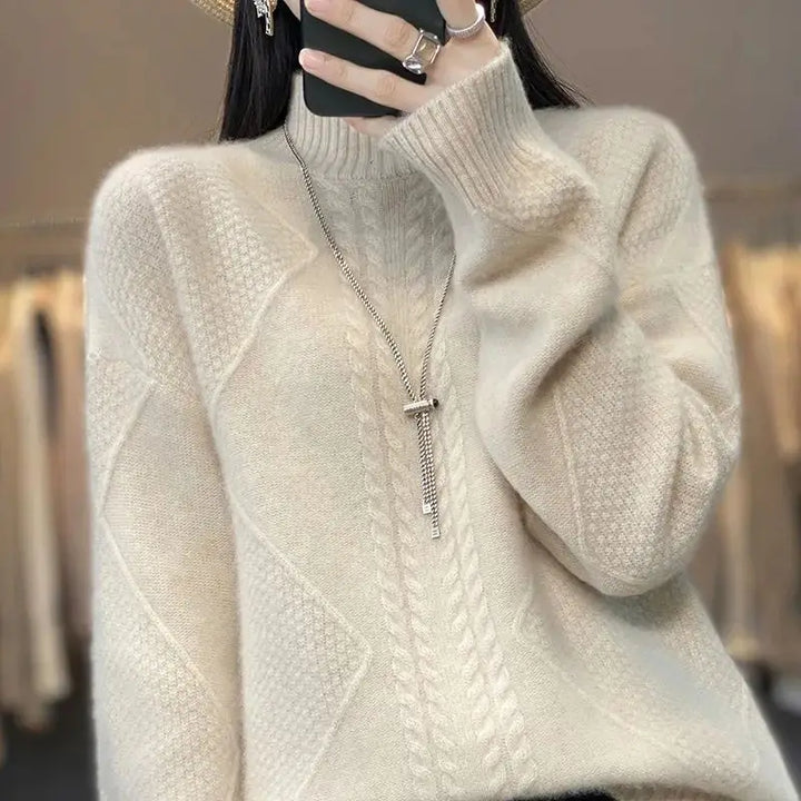 Arlena Cable-Knit Mock-Neck Sweater