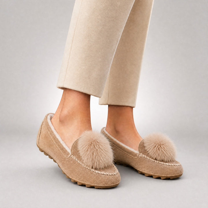 Fiora Pom-Pom Suede Loafers