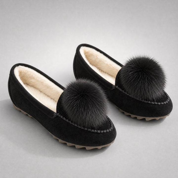 Fiora Pom-Pom Suede Loafers