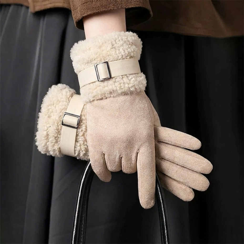 Nordelle Buckled Shearling Gloves
