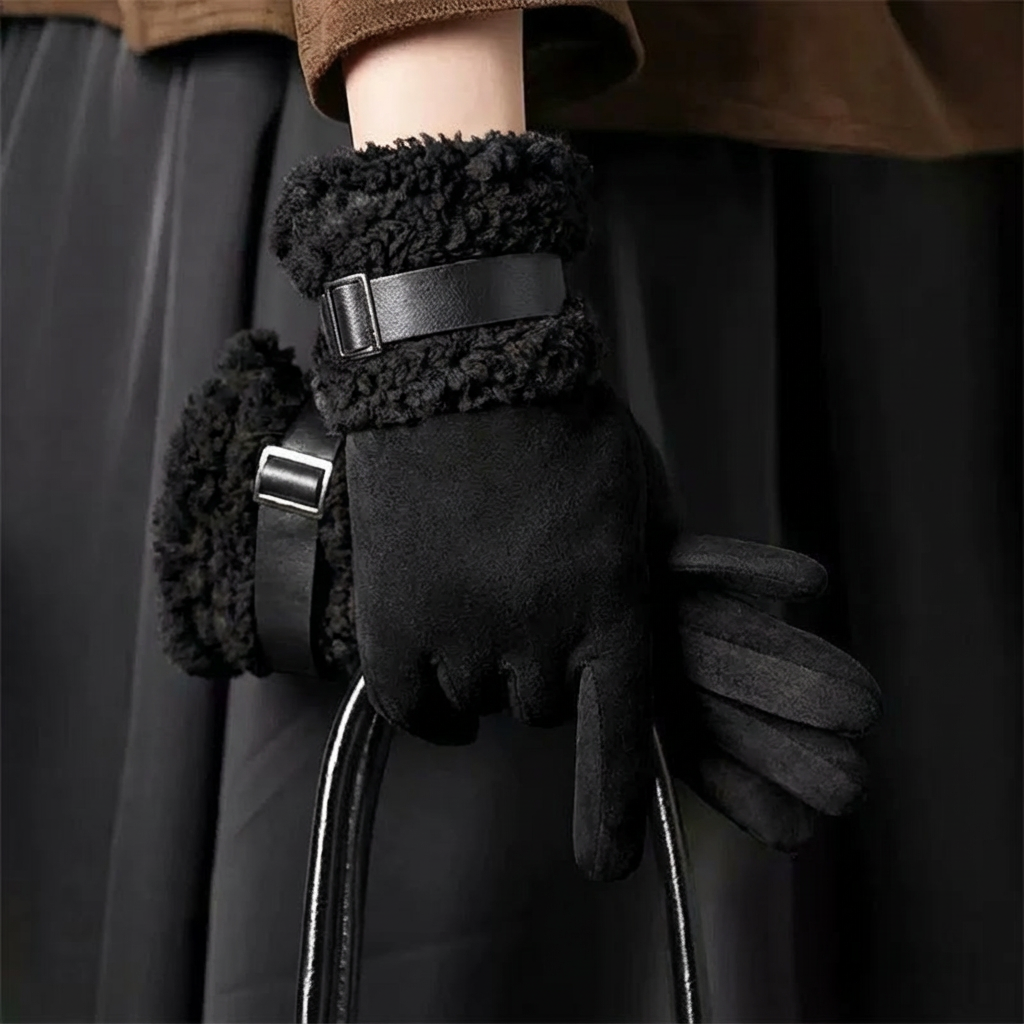 Nordelle Buckled Shearling Gloves